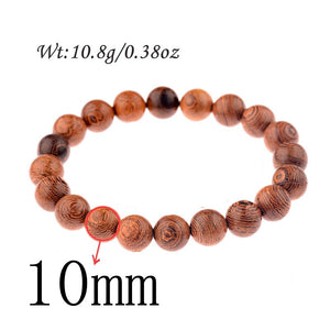 8mm New Natural Wood Beads Bracelets Men Black Ethinc Meditation