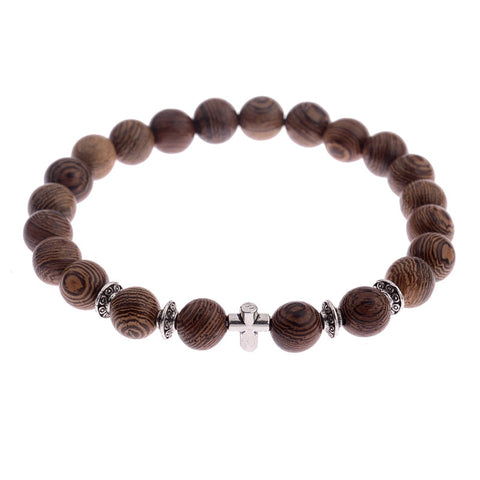Image of 8mm New Natural Wood Beads Bracelets Men Black Ethinc Meditation