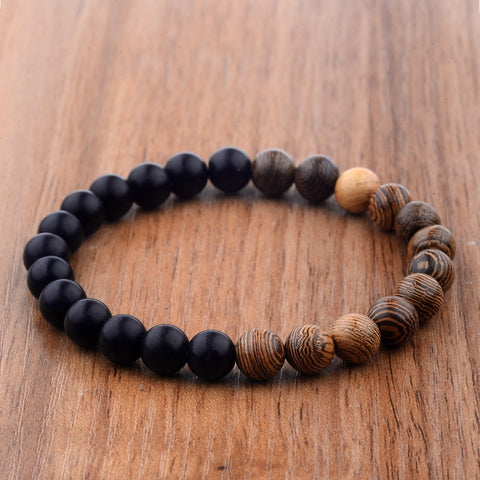 Image of 8mm New Natural Wood Beads Bracelets Men Black Ethinc Meditation