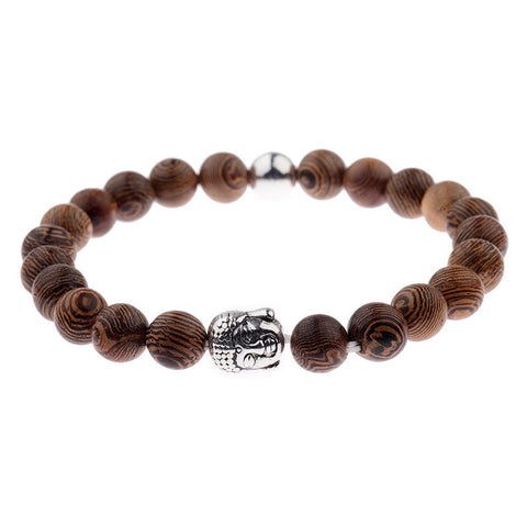 Image of 8mm New Natural Wood Beads Bracelets Men Black Ethinc Meditation