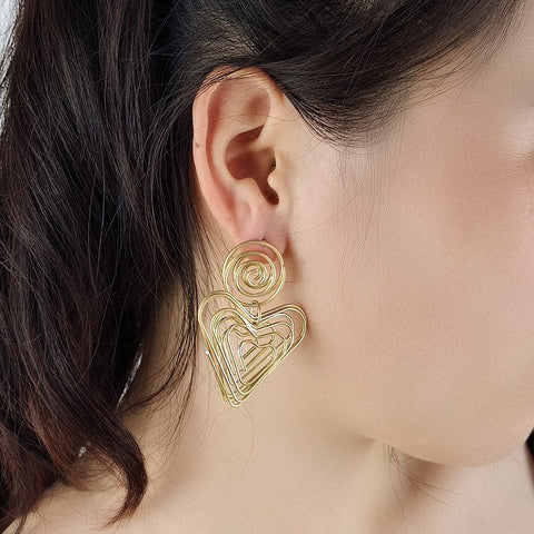 Image of Big Earrings Vintage Unique Heart