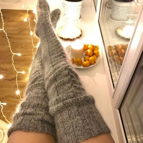 Image of Knitted socks over the knee lengthened stockings