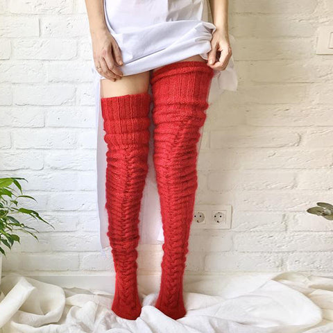 Image of Knitted socks over the knee lengthened stockings