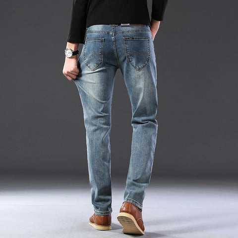 Image of Slim Fit Spring Men Casual Elastic Straight Denim