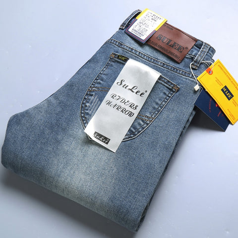 Image of Slim Fit Spring Men Casual Elastic Straight Denim