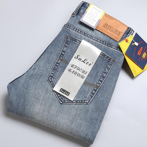 Image of Slim Fit Spring Men Casual Elastic Straight Denim