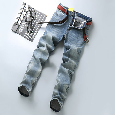 Image of Slim Fit Spring Men Casual Elastic Straight Denim