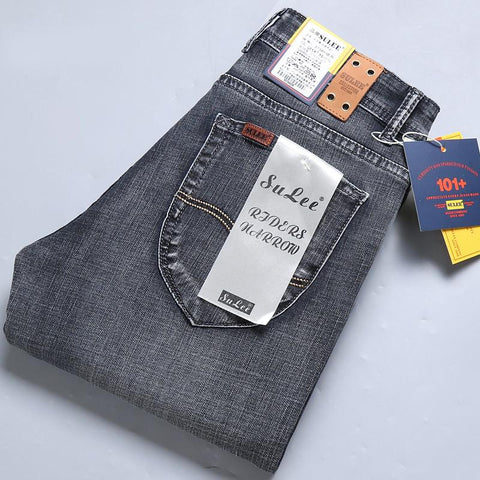 Image of Slim Fit Spring Men Casual Elastic Straight Denim