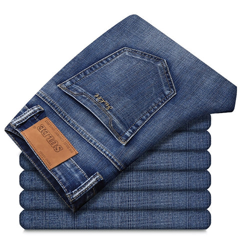 Image of Slim Fit Spring Men Casual Elastic Straight Denim