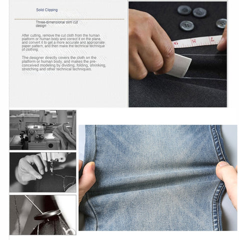 Image of Slim Fit Spring Men Casual Elastic Straight Denim