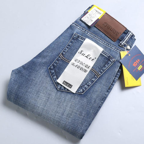 Image of Slim Fit Spring Men Casual Elastic Straight Denim