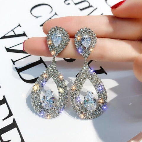 Image of Crystal Bridal Earrings Wedding Jewelry
