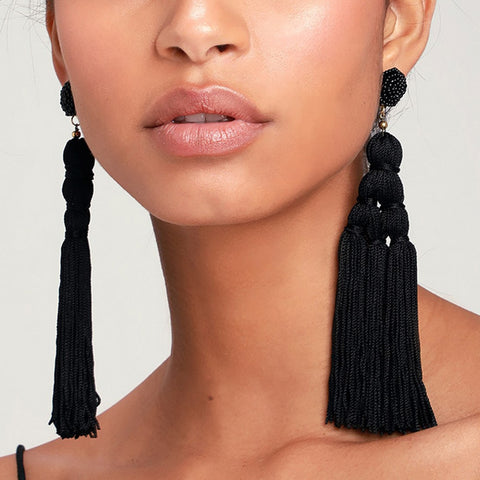 Image of Thread Long Dangle Drop Earrings