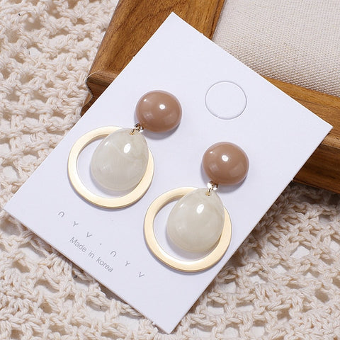 Image of Round Pendant Drop Earrings