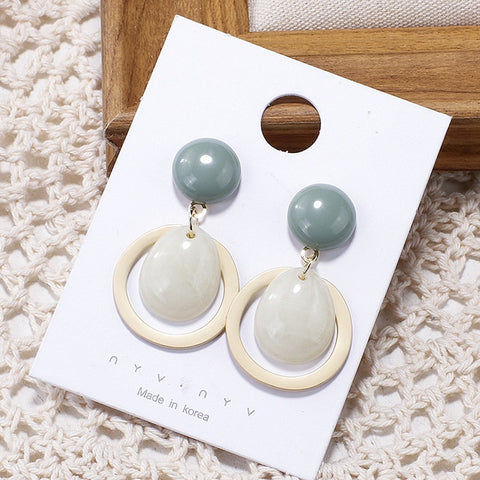 Image of Round Pendant Drop Earrings
