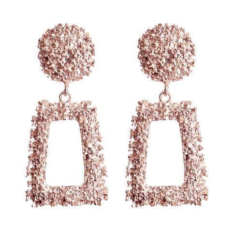 Image of Big Earrings Exaggerated Matte Stud Earrings For Women Metal Earing Gold Silver Color Black Yellow Red Earings