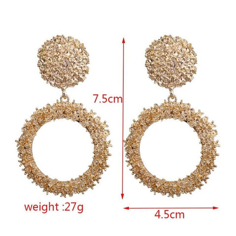 Image of Big Earrings Exaggerated Matte Stud Earrings For Women Metal Earing Gold Silver Color Black Yellow Red Earings