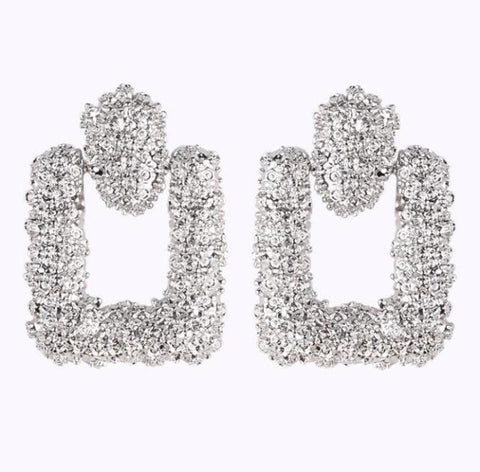 Image of Big Earrings Exaggerated Matte Stud Earrings For Women Metal Earing Gold Silver Color Black Yellow Red Earings