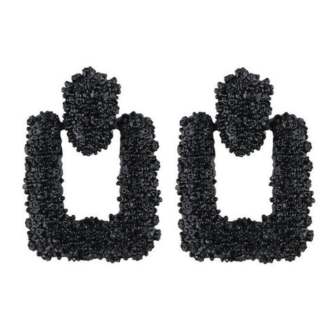 Image of Big Earrings Exaggerated Matte Stud Earrings For Women Metal Earing Gold Silver Color Black Yellow Red Earings