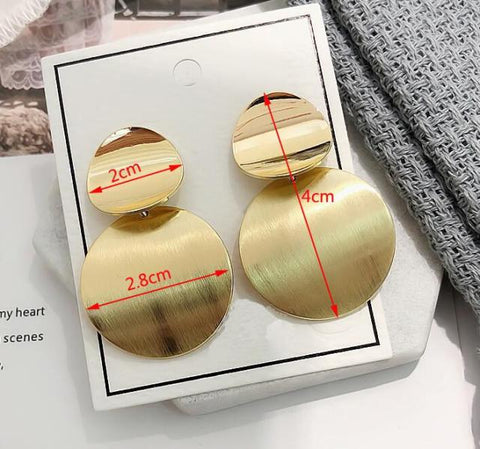 Image of Big Earrings Exaggerated Matte Stud Earrings For Women Metal Earing Gold Silver Color Black Yellow Red Earings