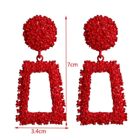 Image of Big Earrings Exaggerated Matte Stud Earrings For Women Metal Earing Gold Silver Color Black Yellow Red Earings