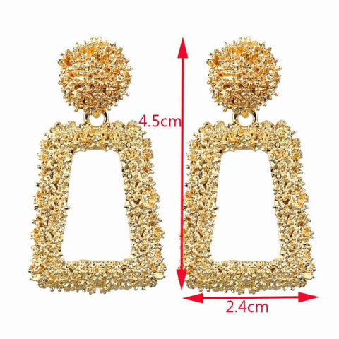 Image of Big Earrings Exaggerated Matte Stud Earrings For Women Metal Earing Gold Silver Color Black Yellow Red Earings