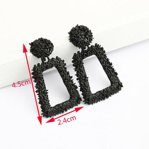 Image of Big Earrings Exaggerated Matte Stud Earrings For Women Metal Earing Gold Silver Color Black Yellow Red Earings