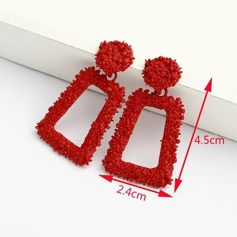 Image of Big Earrings Exaggerated Matte Stud Earrings For Women Metal Earing Gold Silver Color Black Yellow Red Earings
