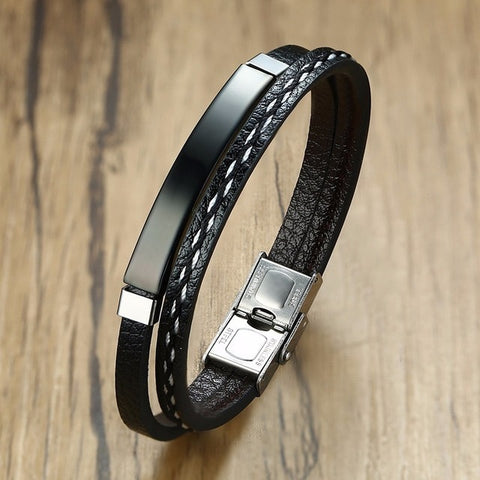 Image of Vnox Multi Layer Leather Bracelets for Men Women