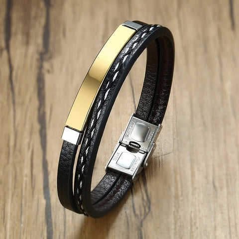 Image of Vnox Multi Layer Leather Bracelets for Men Women