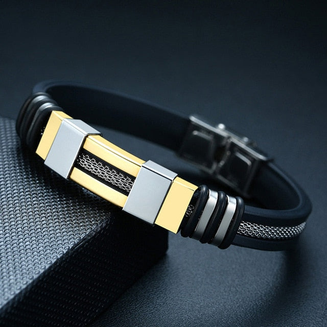 Men Wrist Band Bracelet With Black