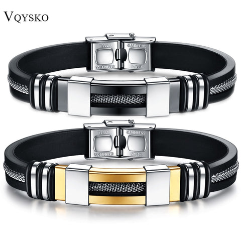 Image of Men Wrist Band Bracelet With Black