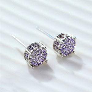 Luxury Full Crystal Round Earrings White Gold Yellow Gold Color White Women Men