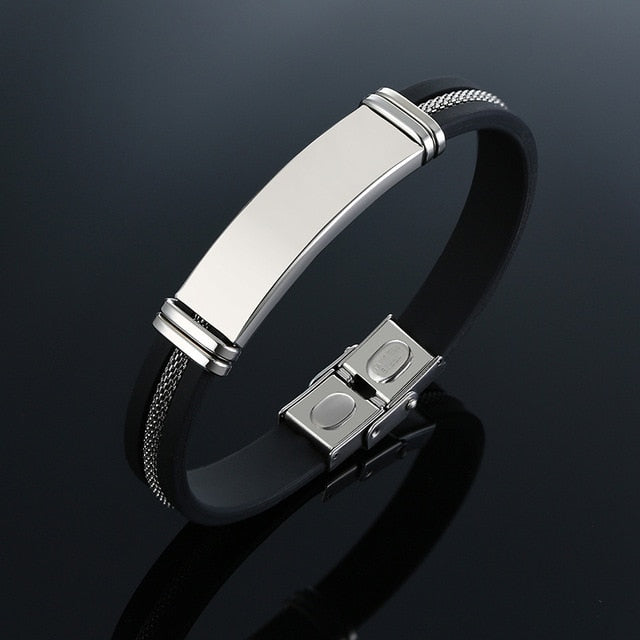 Men Wrist Band Bracelet With Black