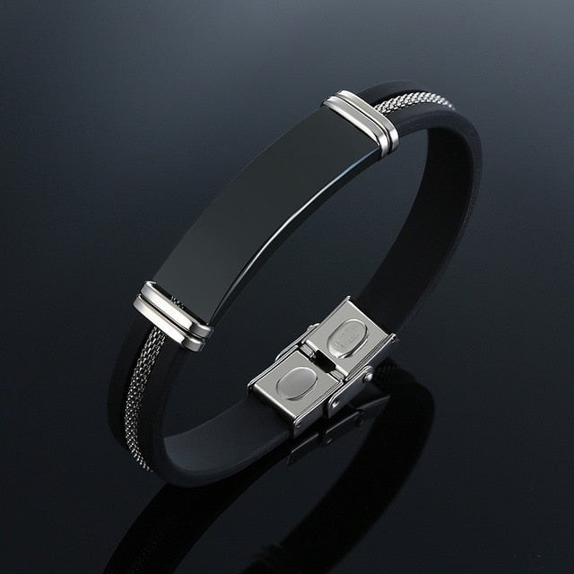 Men Wrist Band Bracelet With Black