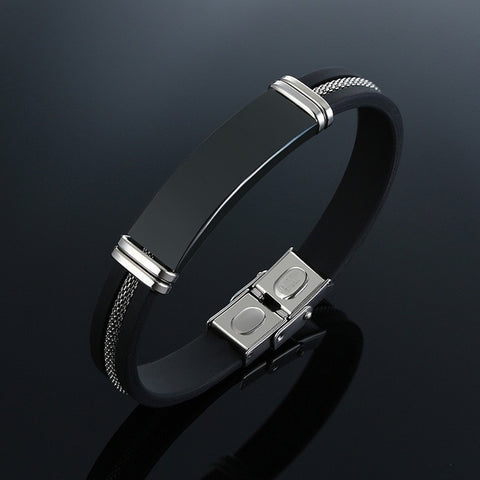 Image of Men Wrist Band Bracelet With Black