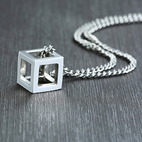 Image of Punk Hollow Cube Pendient Necklaces for Men Women