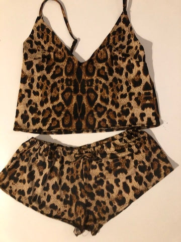 Image of 2PCS Women Underwear Sexy Silk Satin Lingerie Pajamas