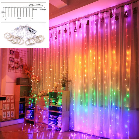 Image of 3M LED Curtain String Lights Led Decoration Light Remote Control