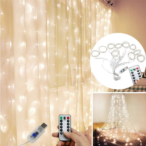 Image of 3M LED Curtain String Lights Led Decoration Light Remote Control