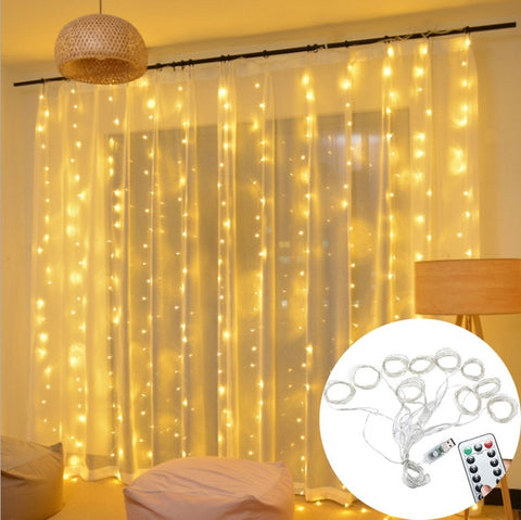 Image of 3M LED Curtain String Lights Led Decoration Light Remote Control
