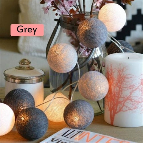 Image of 20 LED String Lights Cotton Balls Garland Beads LED Strips Kids Bedroom