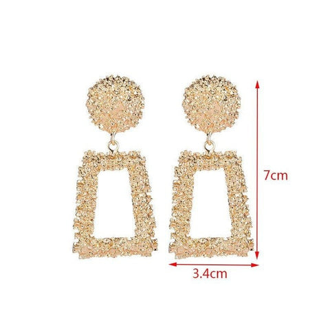 Image of Big Earrings Exaggerated Matte Stud Earrings For Women Metal Earing Gold Silver Color Black Yellow Red Earings