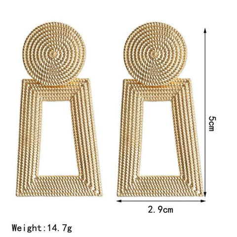 Image of Big Earrings Exaggerated Matte Stud Earrings For Women Metal Earing Gold Silver Color Black Yellow Red Earings