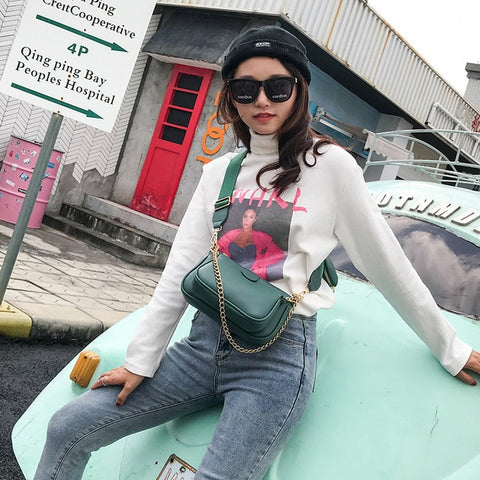 Image of Fashion chains women shoulder bags leather lady small purse 3 bag set