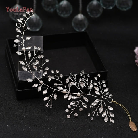 Image of Bride Crystal Pearls Women Tiara Bridal Headpieces Hair Jewelry Accessories