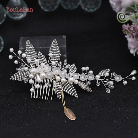 Image of Bride Crystal Pearls Women Tiara Bridal Headpieces Hair Jewelry Accessories