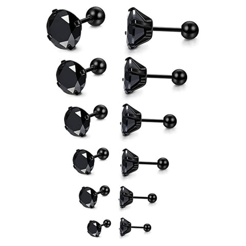 Image of Black Unisex Stud Earring Barbell