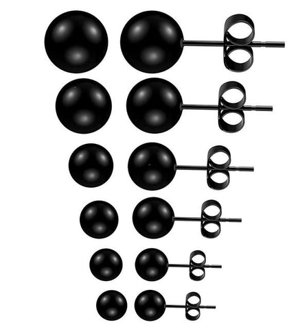 Image of Black Unisex Stud Earring Barbell