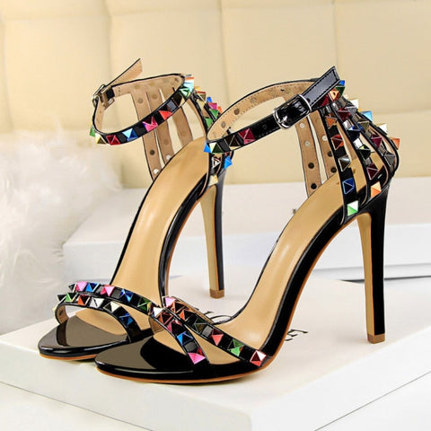 Image of 11cm High Heels Rivets Studded Sandals